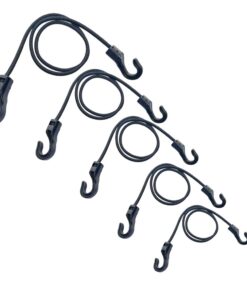 Camping Bungee Double Hook Black - Set of 5