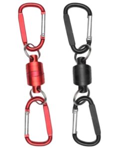 Camping Clip Carabiner Magnetic Keychain Double Clip 2 Set - Black, Red
