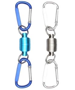 Camping Clip Carabiner Magnetic Keychain Double Clip 2 Set - Blue, Silver