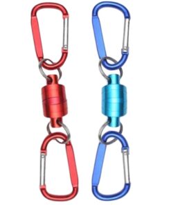 Camping Clip Carabiner Magnetic Keychain Double Clip 2 Set - Red, Blue
