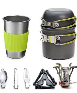 Camping Cookware Sets Mini Gas Stove With Stand Fork Spoon Knife