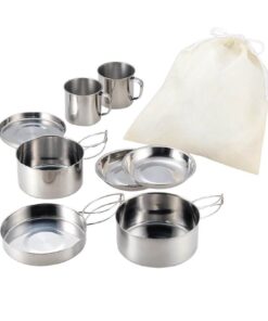 Camping Cookware Soup Pot Bowl Cup 8 pieces set