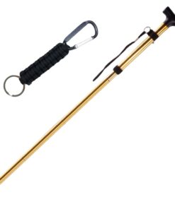 Camping Foldable Portable Hiking Walking Stick With Military Carabiner Clip - Gold