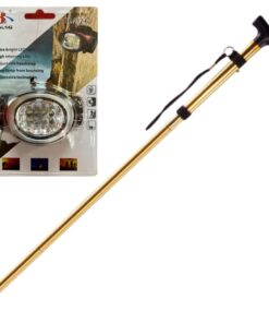 Camping Foldable Portable Hiking Walking Stick With Pro Headlamp Torch - Gold