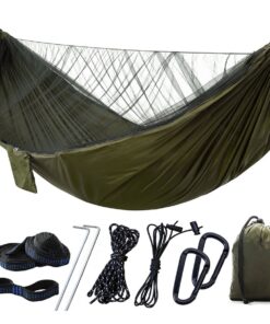 Camping Hammock with Mosquito Net Survival Outdoor Hammock Tent Portable - Army green