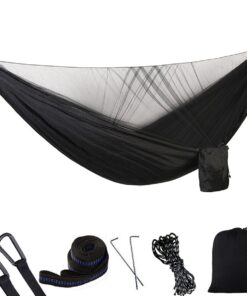 Camping Hammock with Mosquito Net Survival Outdoor Hammock Tent Portable - Black