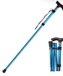 Camping Hiking walking Stick Folding - Blue