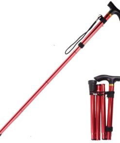 Camping Hiking walking Stick Folding - Red