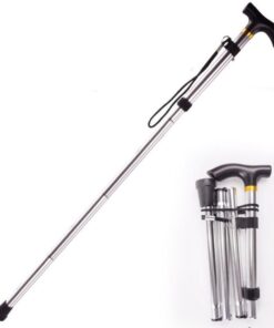 Camping Hiking walking Stick Folding - Silver