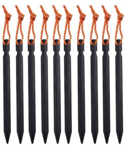Camping Metallic Aluminium Tent Peg Set of 12 (18cm) - Black