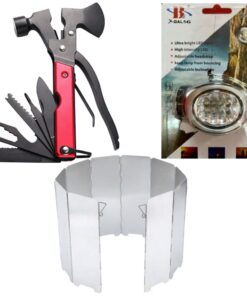 Camping Multi Tools Heavy Duty - Headlamp & BBQ Wind Shield Set