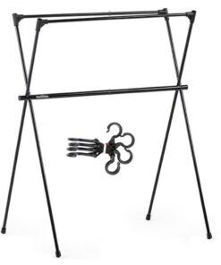 Camping Multifunctional Folding Storage Rack With Hooks Double Layer