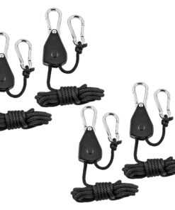 Camping Pulley Rope Ratchet Tent Hook Heavy Locking Hanger Lifting Set of 4