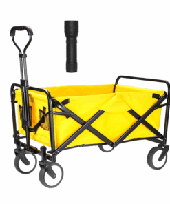 Camping Push And Pull Collapsible Utility Wagon & Mini Flashlight -Yellow