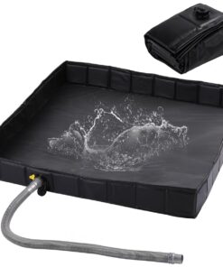 Camping Shower Base, Foldable Shower Tent Awning Base with Drain Hose, Black