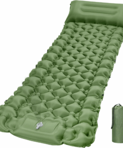 Camping Sleeping Pad With Built-In Pillow And Pump - Green