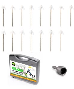 Camping Tent Pegs - Glow in the Dark Screw or Drill Pegs x 15
