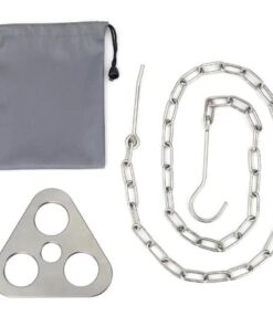 Camping Triangular Portable Tripod Grill Plate With Chain And Carry Bag