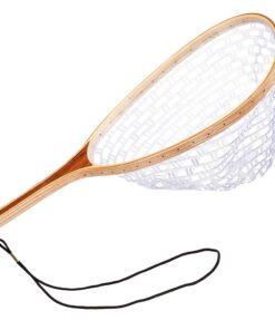 Camping Wooden Fly Fishing Landing Net with Rubber Netting (65cm)
