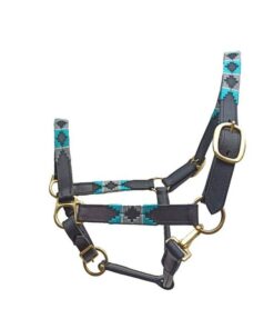 Candy Blue Black Leather Halter - M