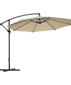 Cantilever Outdoor Umbrella - 118.1" Diameter, UV-Proof Polyester Canopy - Khaki