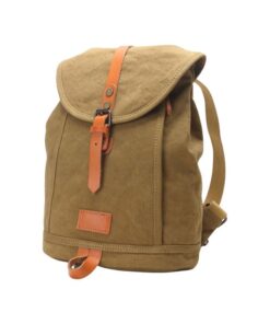 Canvas and Genuine Leather Backpack/Laptop Bag YU-8102 - khakhi