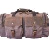 Canvas and Genuine Leather Duffel Bag - Brown