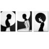 Canvas-art-3 Pieces Black & White Circle Female Figure Abstract Wall Art