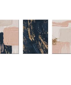 Canvas-Art-3 Pieces Blue Black & Beige Creative Brush Texture Wall Art