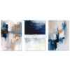 Canvas-Art-3 Pieces Blue & Creamy Colour Living Abstract Wall Art
