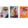 Canvas-Art-3 Pieces Colouful Glowing Figure In Motion Abstract Wall Art