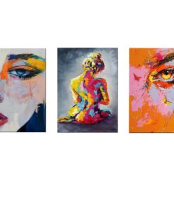 Canvas-Art-3 Pieces Colouful Glowing Figure In Motion Abstract Wall Art