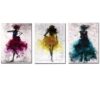 Canvas-Art- 3 Pieces Coulorful Dancing Girl Abstract Wall Art