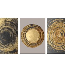 Canvas-ARt-3 Pieces Gold & Black Luxury Circles Decorative Wall Art