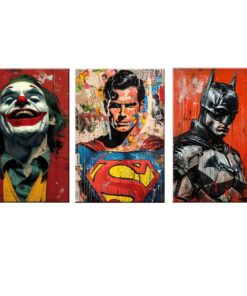 Canvas-Art-3 Pieces Marvel Action Batman vs The Joker Wall Art