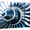 Canvas Art - Aircraft Engine 3 Piece Canvas Wall Art Living Bedroom Decor
