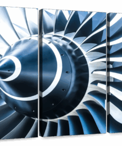 Canvas Art - Aircraft Engine 3 Piece Canvas Wall Art Living Bedroom Decor