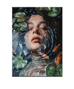 Canvas-Art- Beautiful Face Under Water With Fish Wall Art
