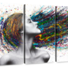 Canvas Art - Deep Thoughts Woman 3 Piece Abstract Painting Canvas Wall Art