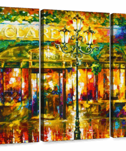 Canvas Art - Misty Cafe 3 Piece Abstract Painting Canvas Wall Art Decor