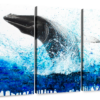 Canvas Art - Nuatical Whale 3 Piece Abstract Painting Canvas Wall Art Decor