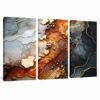 Canvas Art - Nugget Red Liquid Gold 3 Piece Abstract Canvas Wall Art Deco