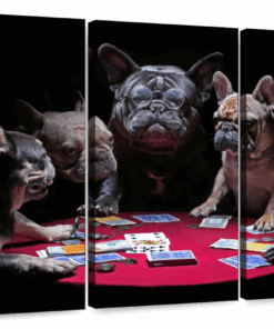 Canvas Art - Poker Dogs 3 Piece Canvas Wall Art Living Bedroom Decor