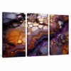 Canvas Art - Rock Purple Orange 3 Piece Abstract Canvas Wall Art Deco