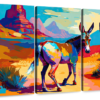 Canvas Art - South West Donkey 3 Piece Abstract Painting Canvas Wall Art