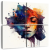 Canvas Art - Star Face Woman 4 Piece Canvas Wall Art Interior Decor