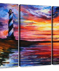 Canvas Art - The Lighthouse 3 Piece Abstract Painting Canvas Wall Art Decor