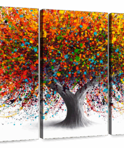 Canvas Art - Tree Of Festivity 3 Piece Abstract Painting Canvas Wall Art