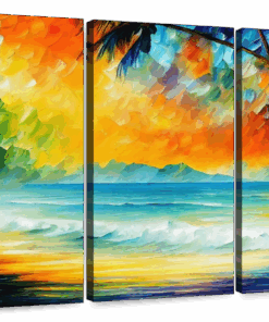 Canvas Art - Tropical III Beach 3 Piece Abstract Painting Canvas Wall Art