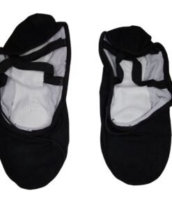 Canvas Ballet Split Leather Sole - Black - UK Junior 9